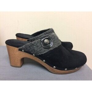 Style & Co. " Gentle"  women faux Suede, Sweater Trim black Mules.  Size 7.5M